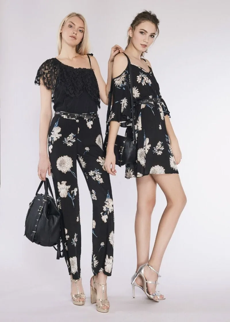 Pantaloni in viscosa a fiori