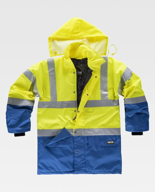 Parka combinato ad alta visibilità con nastri riflettenti EN471 Azulina Amarillo AV