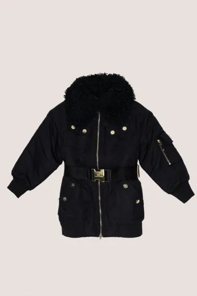 Parka con cintura logata Nero