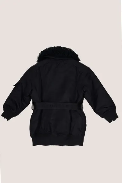 Parka con cintura logata Nero