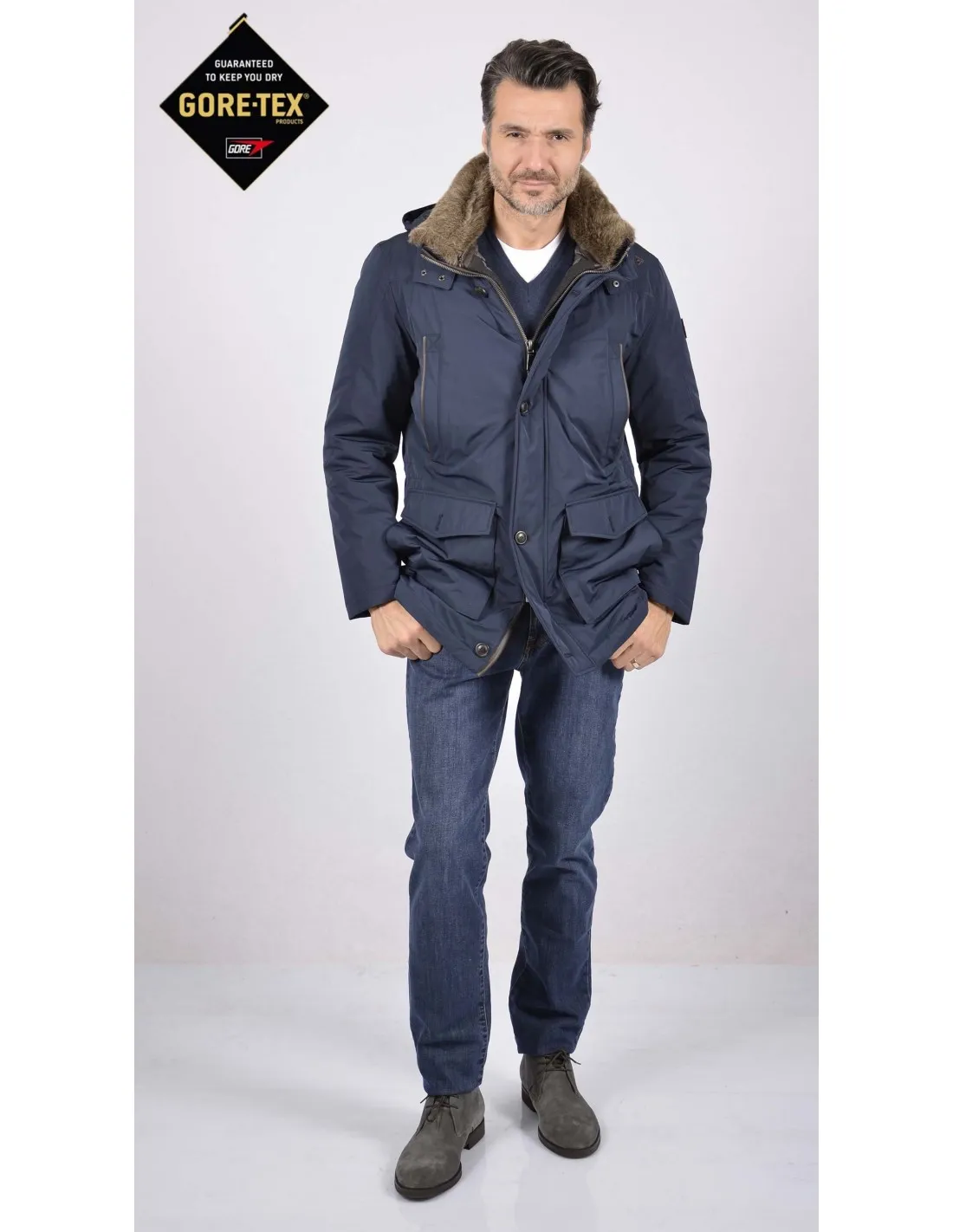 Parka goretex blu giubbotto mod cassano bgt a / i