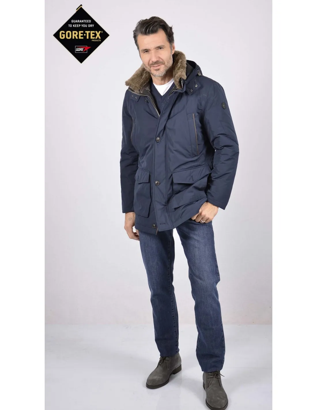 Parka goretex blu giubbotto mod cassano bgt a / i
