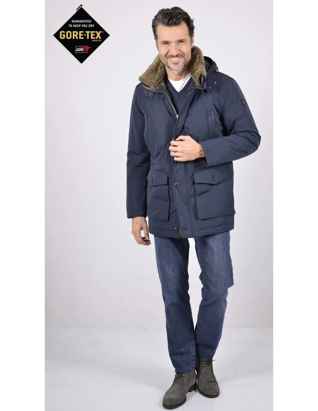 Parka goretex blu giubbotto mod cassano bgt a / i