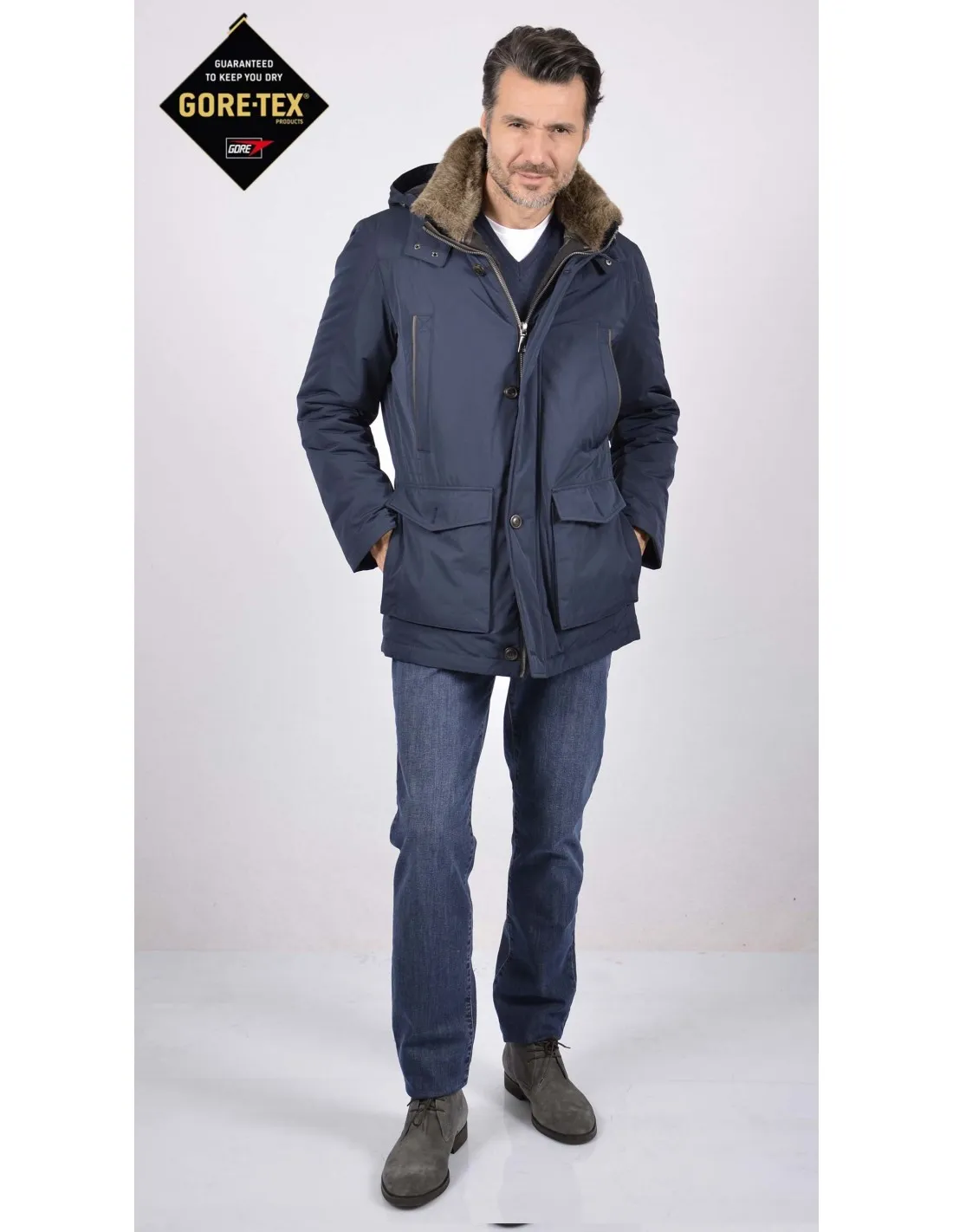 Parka goretex blu giubbotto mod cassano bgt a / i