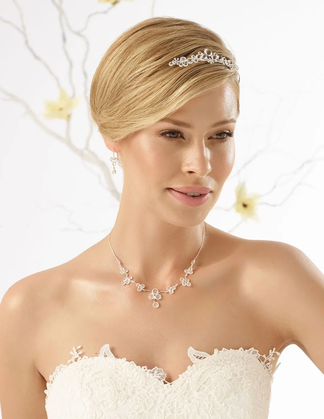 Parure orecchini e collana argento senza nichel con cristalli