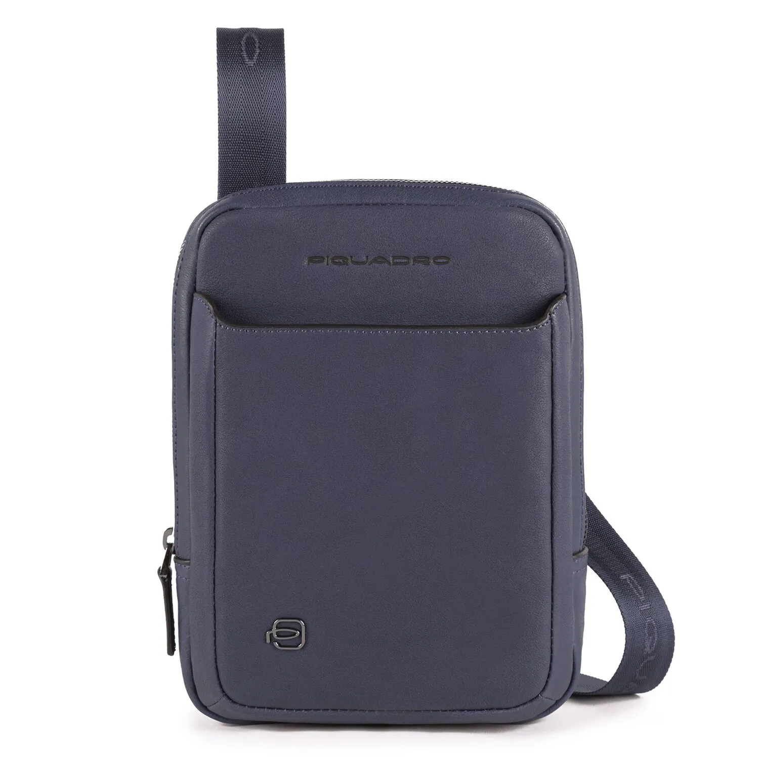Piquadro Borsa a tracolla quadrata nera in pelle 17 cm