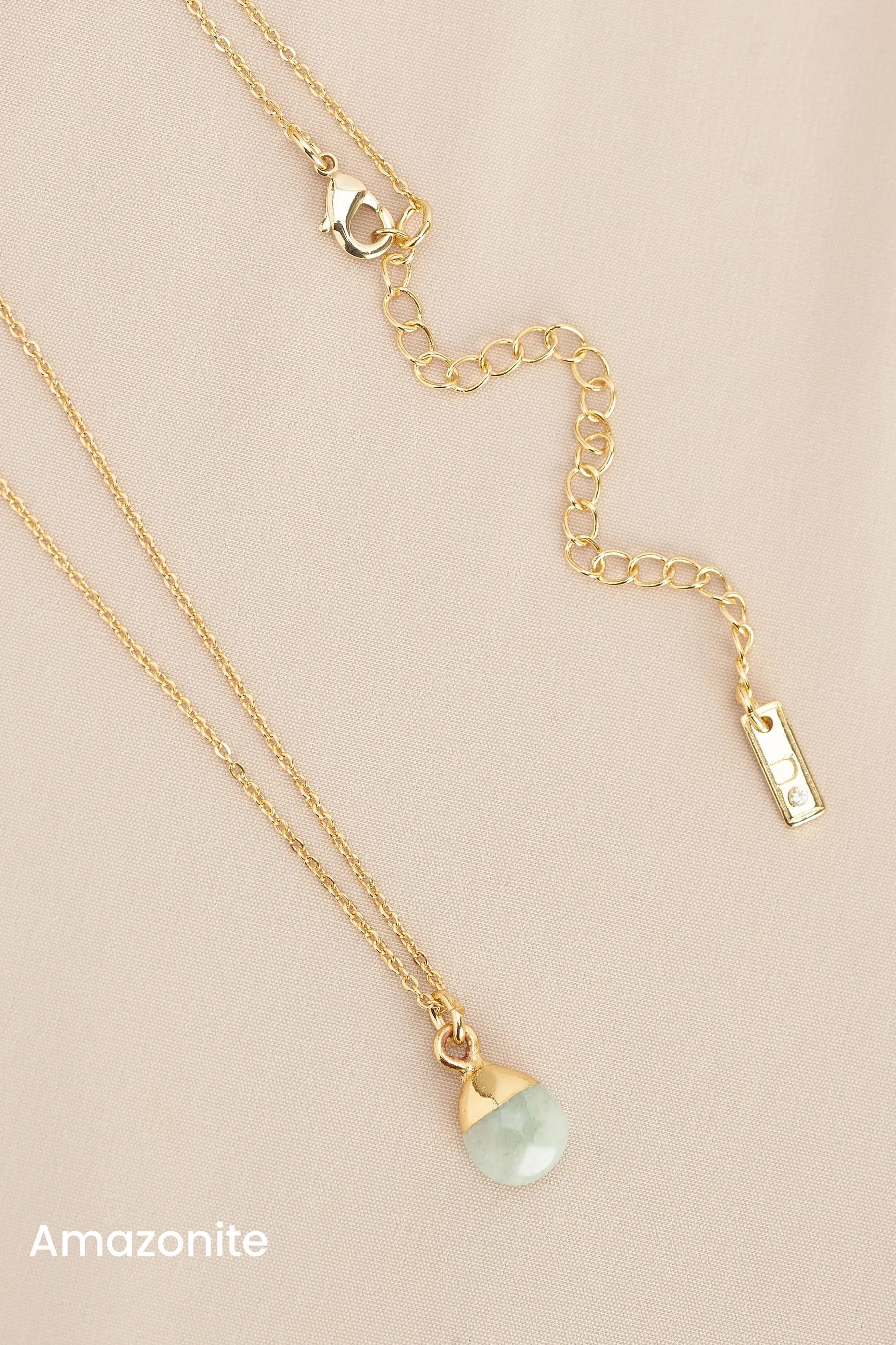 Placcatura oro/argento  - Collana con pietra semipreziosa