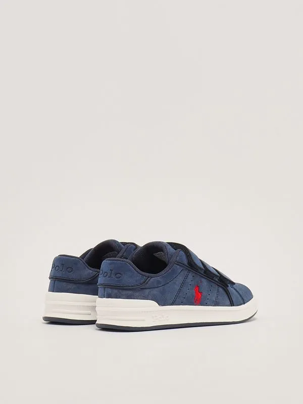 POLO RALPH LAUREN  Sneakers bambino Polo Ralph Lauren Heritage Court III in simil pelle con logo a contrasto Blu