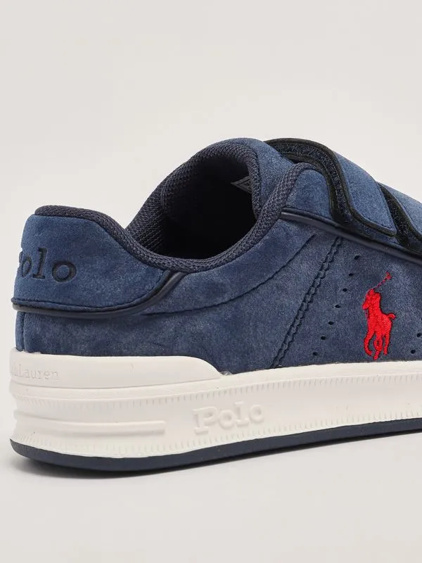 POLO RALPH LAUREN  Sneakers bambino Polo Ralph Lauren Heritage Court III in simil pelle con logo a contrasto Blu