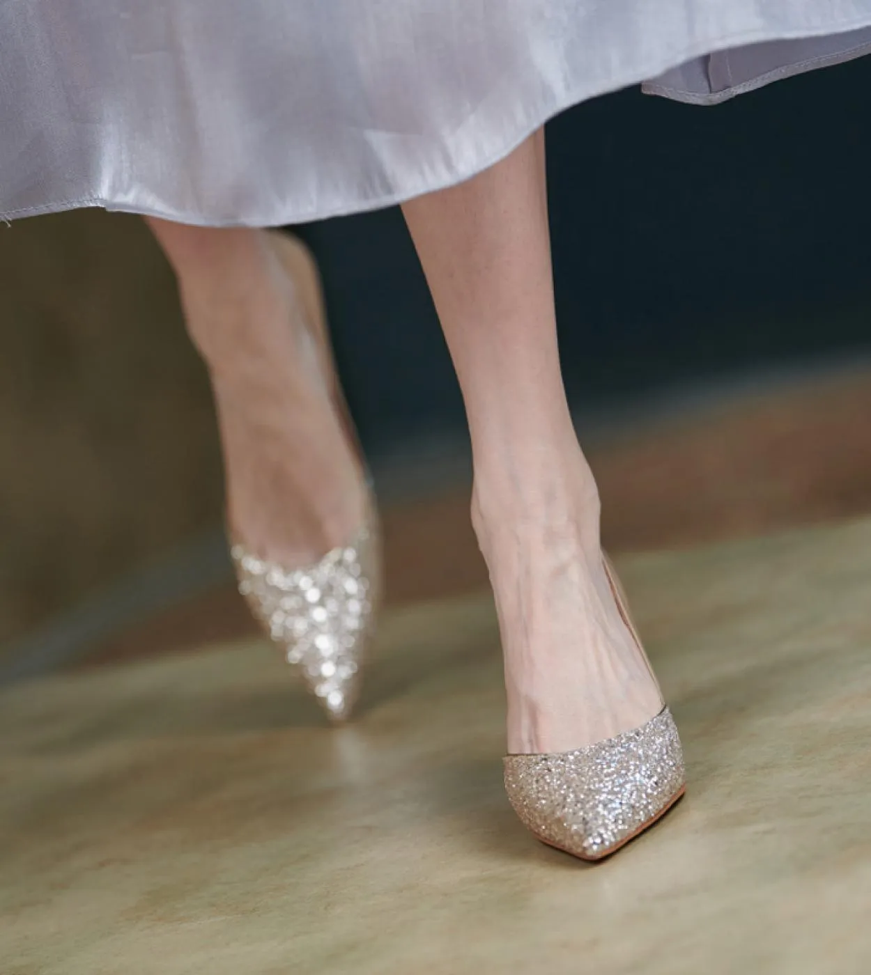 Scarpe con tacco alto da donna Paillettes argento Scarpe singole con bocca bassa Scarpe eleganti da lavoro da donna Décolleté co