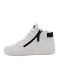Sneakers Crime London HIGH TOP DOUBLE ZIP in pelle bianco e nero