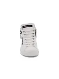 Sneakers Crime London HIGH TOP DOUBLE ZIP in pelle bianco e nero