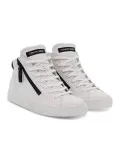 Sneakers Crime London HIGH TOP DOUBLE ZIP in pelle bianco e nero