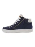 Sneakers Crime London HIGH TOP DOUBLE ZIP in pelle e nabuk blu e bianco