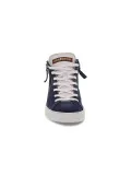 Sneakers Crime London HIGH TOP DOUBLE ZIP in pelle e nabuk blu e bianco