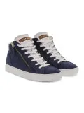 Sneakers Crime London HIGH TOP DOUBLE ZIP in pelle e nabuk blu e bianco