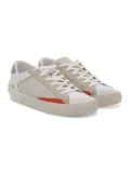 Sneakers Crime London LOW TOP DISTRESSED in pelle bianco e beige