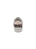 Sneakers Crime London LOW TOP DISTRESSED in pelle e stampato bianco e leopardato