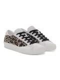 Sneakers Crime London LOW TOP DISTRESSED in pelle e stampato bianco e leopardato