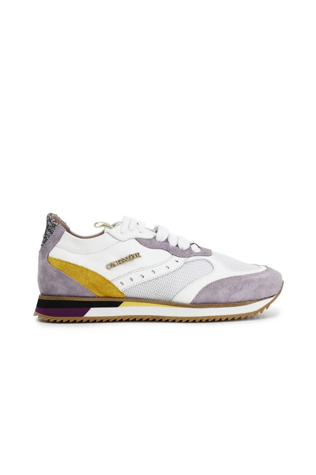 sneakers in pelle e tessuto su suola running multi lilla
