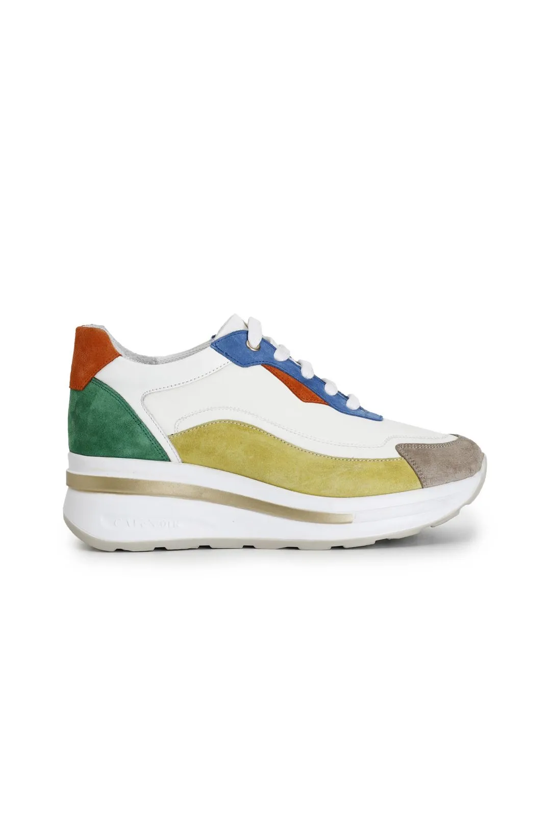 sneakers in pelle scamosciata e tessuto multicolor