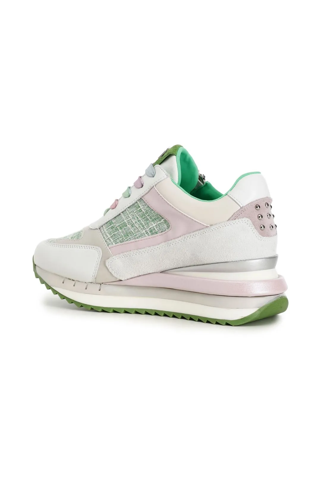 sneakers in tessuto con zip multi verde