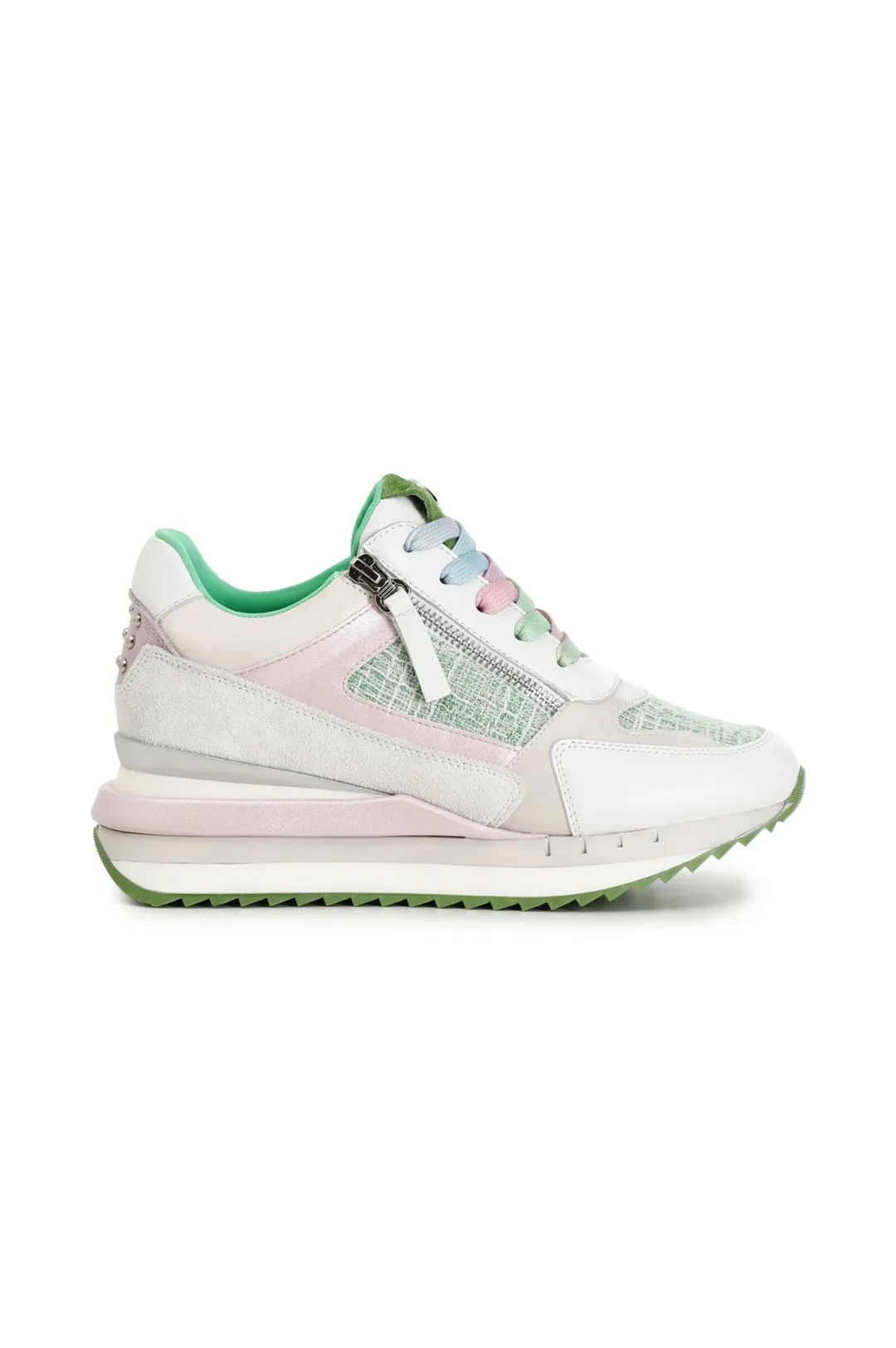 sneakers in tessuto con zip multi verde