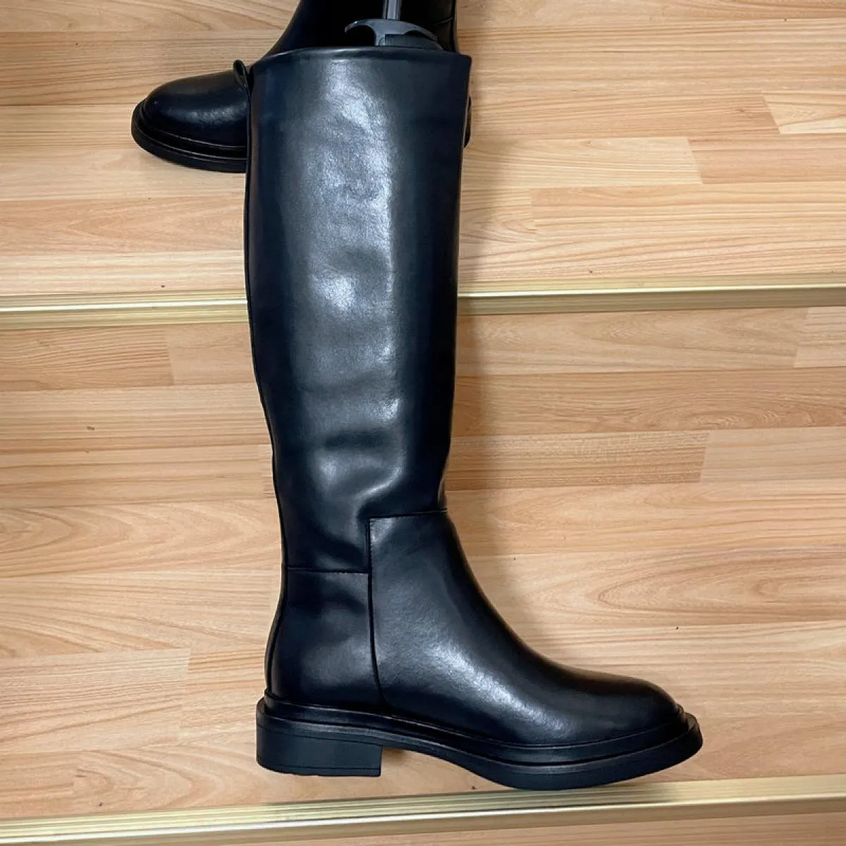 Stivali alti al ginocchio da donna Scarpe calde autunno inverno con tacco basso in vera pelle Scarpe da donna stivali da moto da