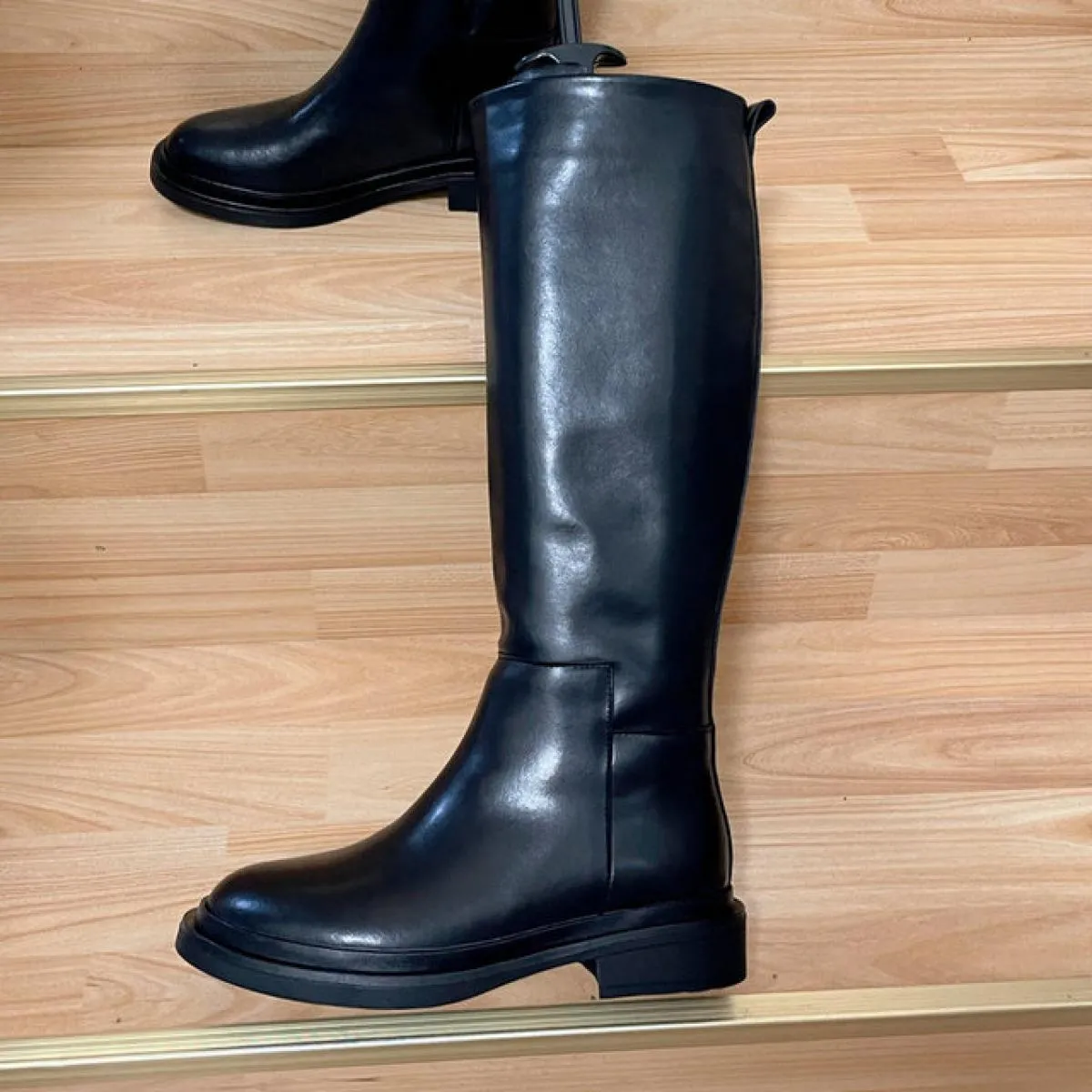 Stivali alti al ginocchio da donna Scarpe calde autunno inverno con tacco basso in vera pelle Scarpe da donna stivali da moto da