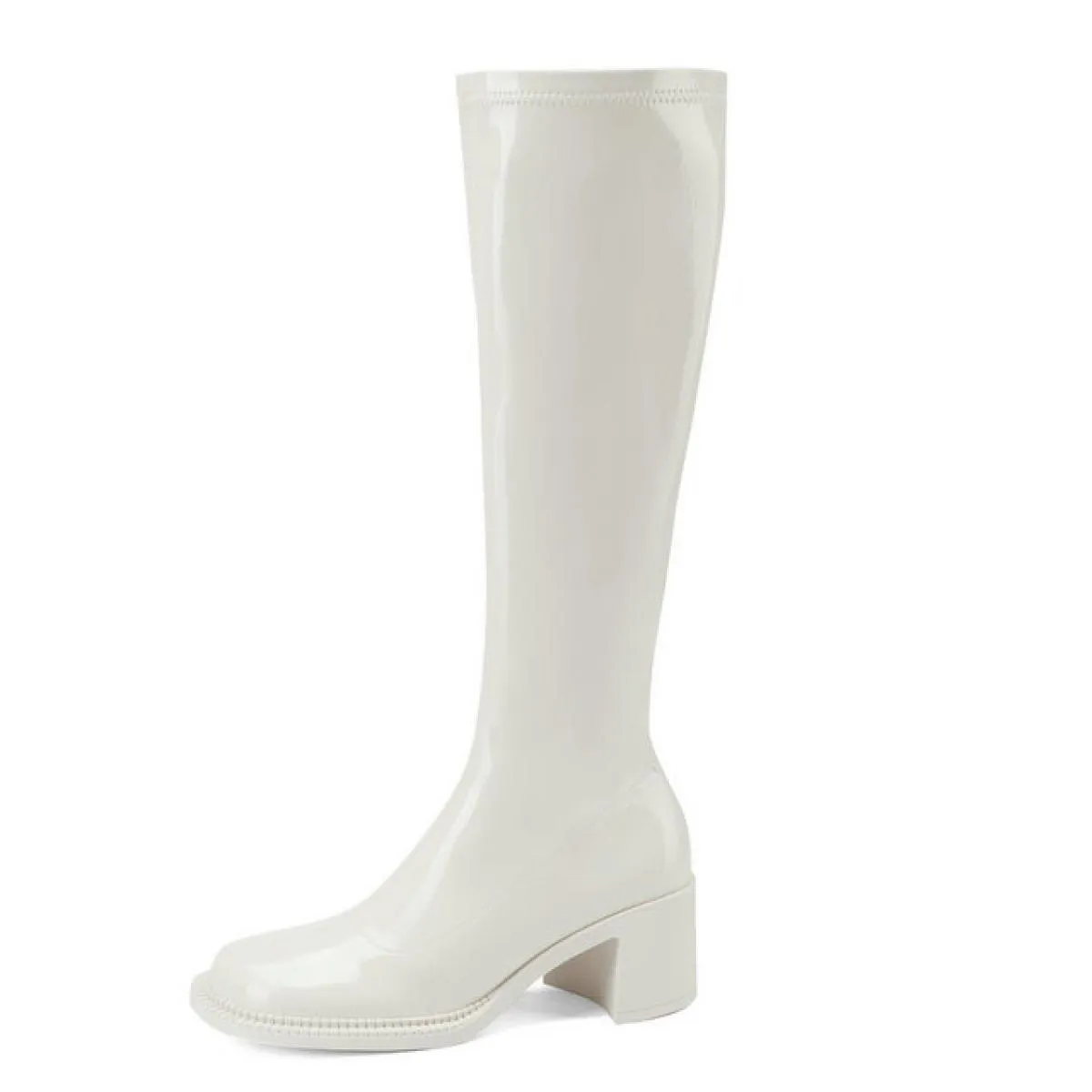 Stivali alti al ginocchio da donna stile retrò Autunno Inverno Abito conciso da lavoro Casual Tacchi spessi Scarpe in vera pelle