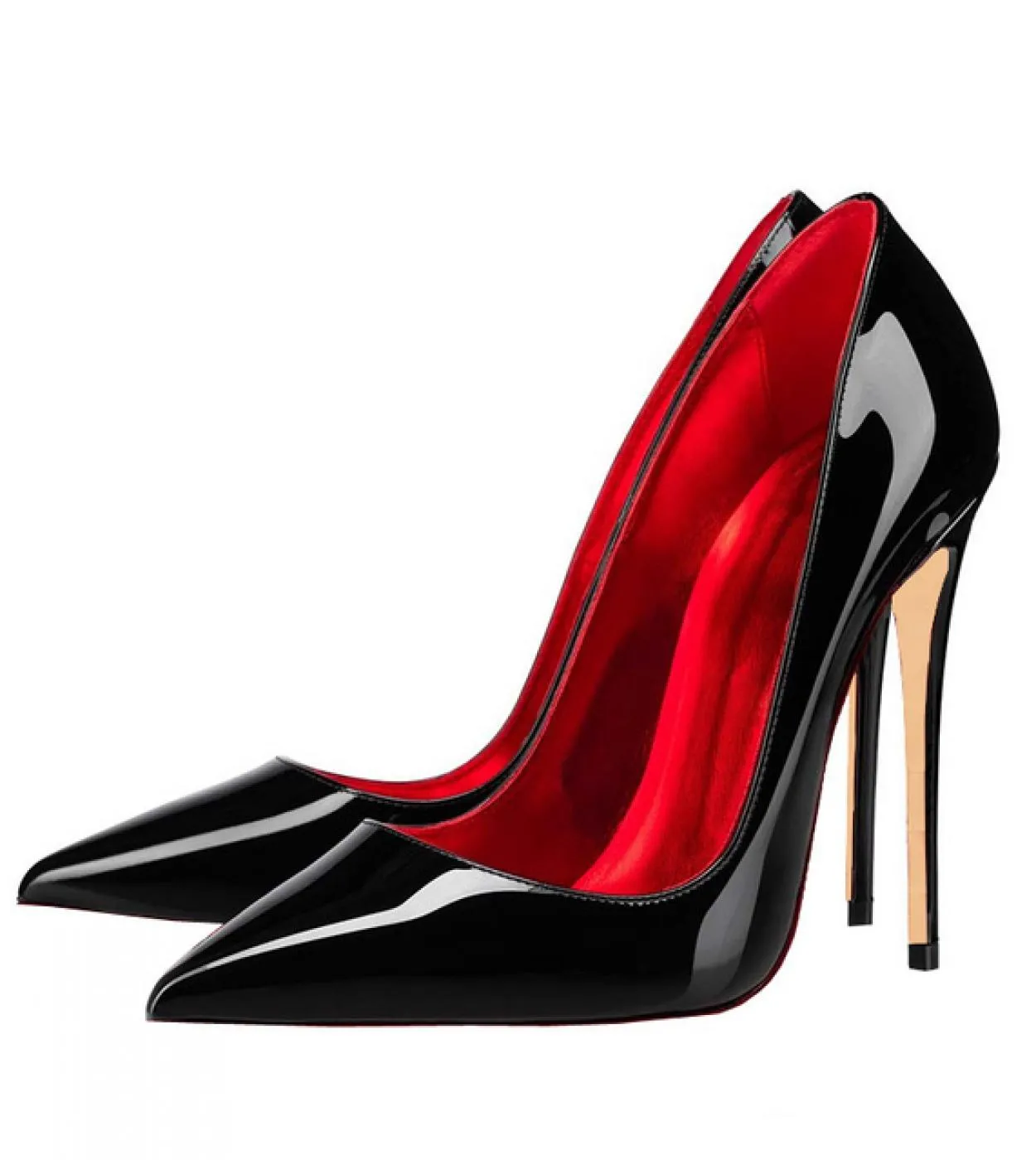 Tikicup Solid Glossy Black 8cm 10cm 12cm Donna Punta a punta Clsssic Scarpe con tacco alto Comode scarpe con tacco a spillo Cus