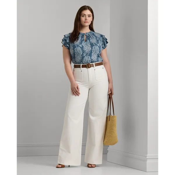 Top a fiori in jersey con fiocco