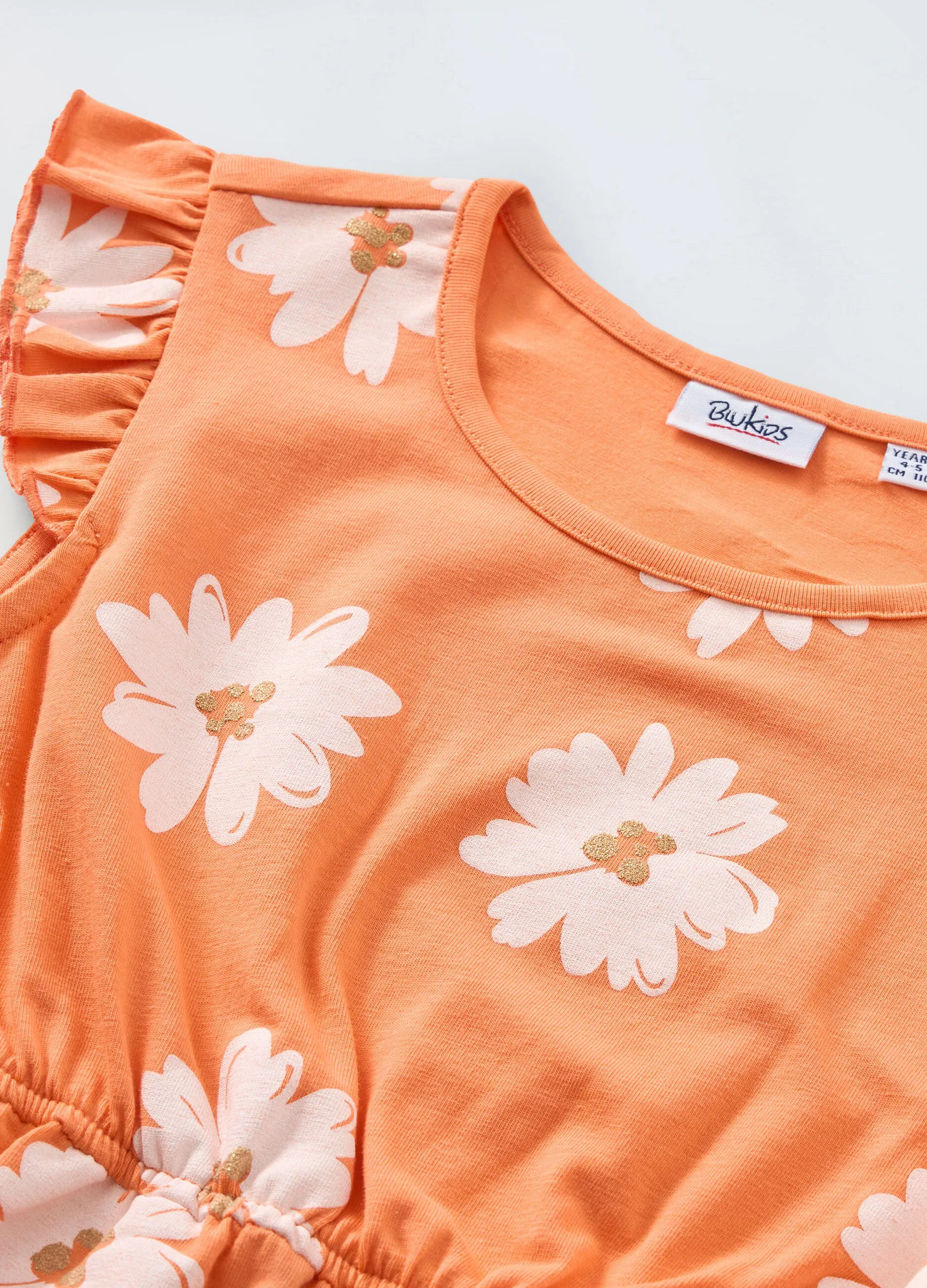 Vestito in cotone stretch a fiori bambina