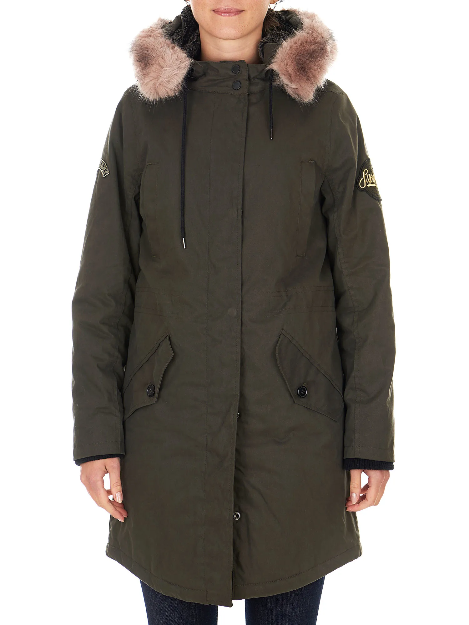 Women's military parka long model with hood