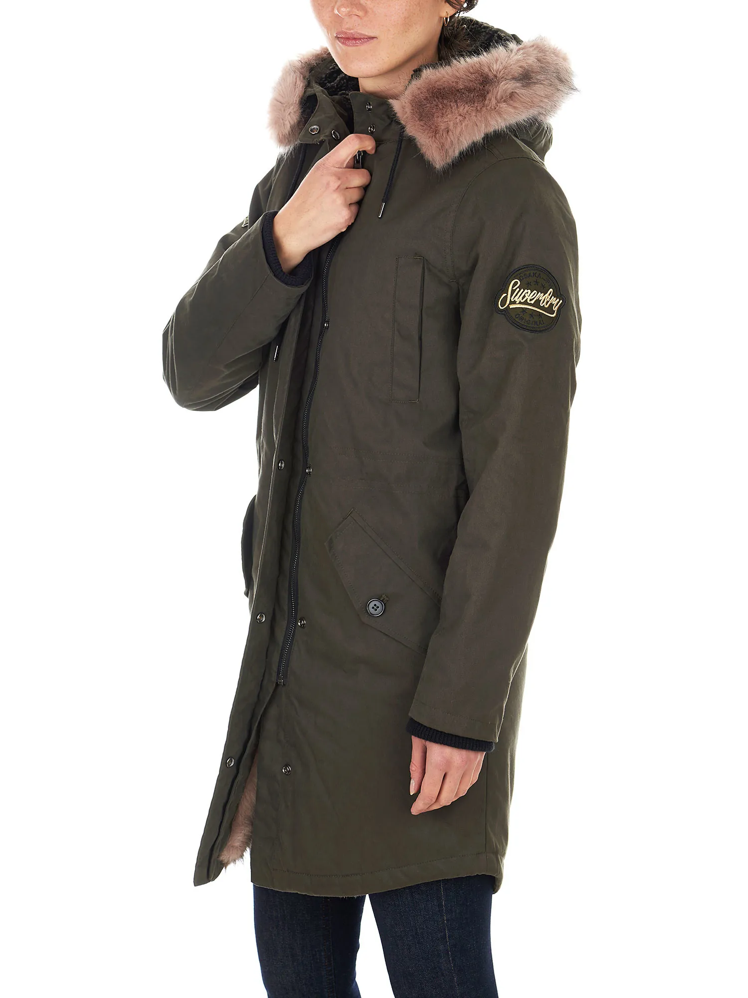 Women's military parka long model with hood